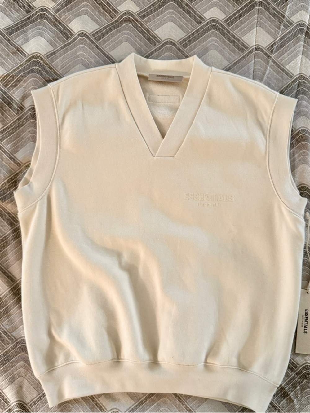 NWT Fear of God ESSENTIALS Embossed Logo Cream Knit